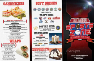 Lillington Sports Zone menu