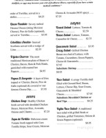 Iviva Zapata Mexican menu