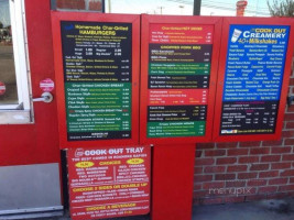 Cook Out menu