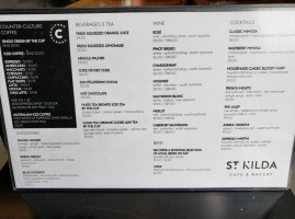 St. Kilda Cafe Bakery menu