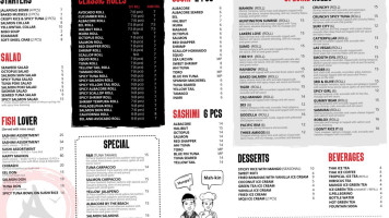 Mahkin Thai Sushi menu