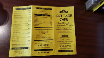 Cottage Cafe menu