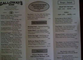 Galloway's Chicago Subs menu