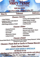 The Valley House menu