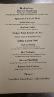 Buckinghams Steakhouse And Bistro menu