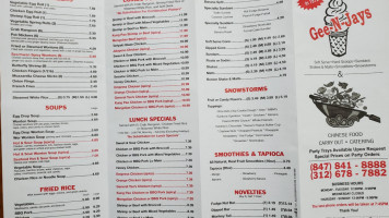 Gee N Jays menu