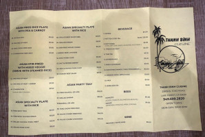 Thanh Binh Cuisine menu