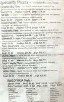 Blue Ridge Pizza Company menu