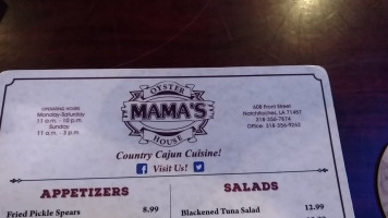 Mama's Oyster House menu
