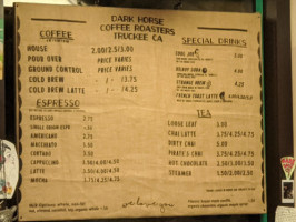 Dark Horse Coffee Roasters Truckee menu