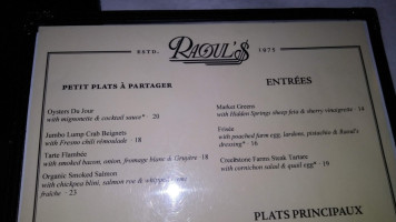 Raoul's menu
