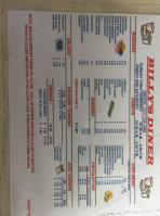 Billy's Diner menu