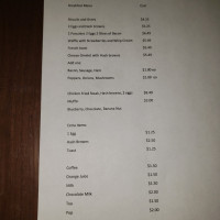 The Dugout Cafe menu