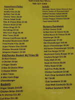 Hell Creek menu