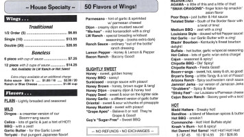 Little Wing Cafe menu