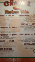 Chava’s Mexican Grill menu