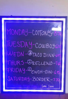 Cotton's menu