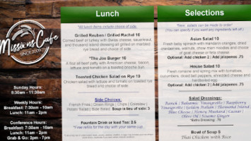 Missions Cafe menu