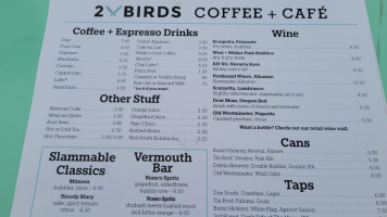 2 Birds Coffee And Cafe menu