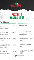 Dicapri Pizzeria menu