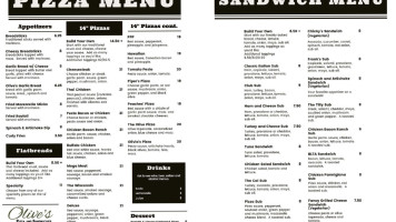 Olive's Pizza And Sandwiches menu