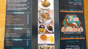 The Americas Cafe menu