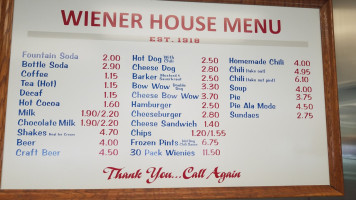 Milwaukee Wiener House, Famous Since 1918. menu