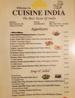 Cuisine India menu