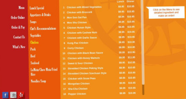 Wok 'n Roll Chinese Cafe menu