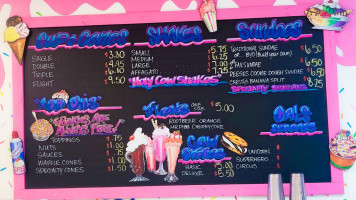 The Lazy Cow Ice Cream Parlor, Llc menu