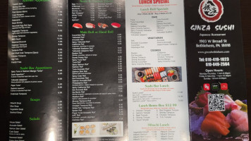 Ginza Sushi Japanese menu