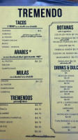 Tremendo Taco menu