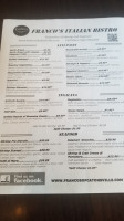 Franco's Italian Bistro Catonsville menu