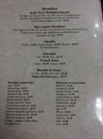 Kelly Raes Country Cafe menu