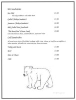 Bear Claw Grill menu