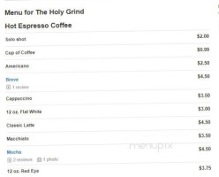 The Holy Grind menu