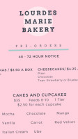 Lourdes Marie Bakery menu