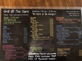 Grill At The Barn menu