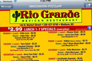 Rio Grande Incorporated menu