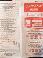 Chinatown Express menu