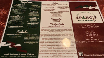 Spang's Italian menu