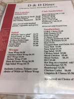 D&d Diner menu