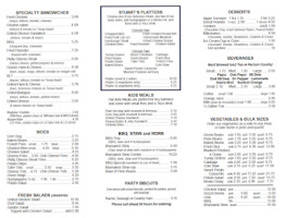 Stuart's Family Grille menu