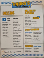 Porky's Pizza Trof menu