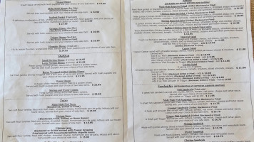 The Fishing Hole Milton menu