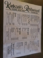 Kiebzak's Beginnings Banquets Facilits menu