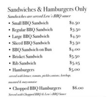 Lew's -b-que menu