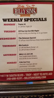 Billy Sims Bbq menu