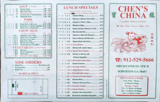 Chen's China menu