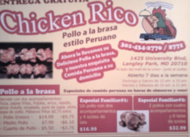 Chicken Rico menu